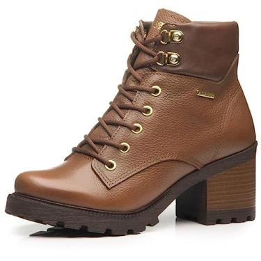 Imagem de Bota Coturno Feminino Pegada Salto Médio Tratorado Marrom - 35