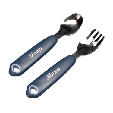 Imagem de Clingo Kit Talher Infantil Inox com Estojo/Kit Alimentação Lancheira Colher e Garfo, Azul