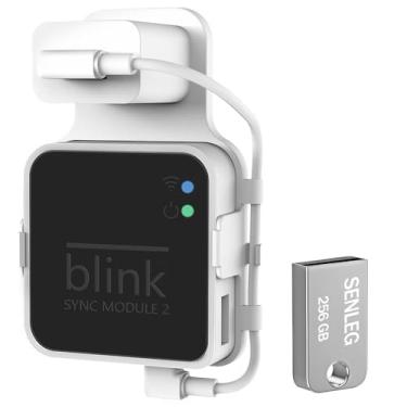 Imagem de Flash Drive USB Blink de 256 GB e Módulo Blink Sync 2 Mount, suporte de montagem fácil sem perfuração para sistema de segurança interno Blink para ambientes externos, com cabo curto (Módulo de sincronização Blink 2 NÃO incluído)