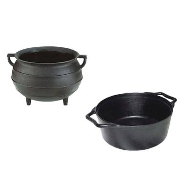 Imagem de Kit Miniaturas Caldeirão Ferro Fundido e Panela Caçarola 8cm