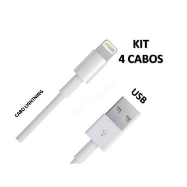 Imagem de Conjunto 4 Cabos Lightning 1m  Sincronização Rápida e Máxima Confiabil