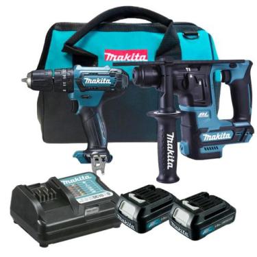 Imagem de Kit Martelete Hr166 + Furadeira Hp333 Bateria 12v Makita Bolsa