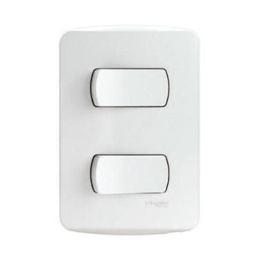 Imagem de Interruptor Simples 10A 4x2 2 Teclas Branco Miluz Schneider, Branco