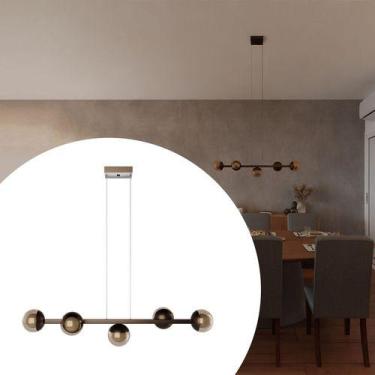 Imagem de Pendente Lustre Luminária de Teto Jabuticaba Com 5 Globos Vidro 10cm -