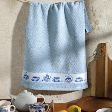 Imagem de Pano de Copa Dohler Felpudo Jacquard Vida Porcelana FJ-7031, Azul 1070