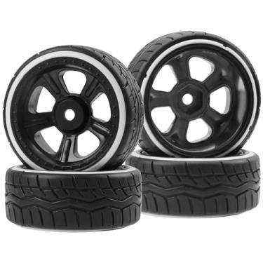 Imagem de HIRCQOO 1/10 RC Hard Plastic Drift Tires & Wheel Rims 12mm Hex Compatible with HSP 94123 Tamiya TT01 TT02 Kyosho Traxxas 4-Tec 2.0 Himoto HPI Redcat 1/10 On-Road RC Drift Drifting Car