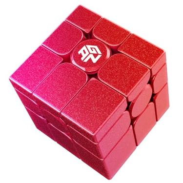 Imagem de CuberShop Cubo de velocidade GAN espelhado M vermelho com revestimento UV, nova versão 2024, espelho magnético GAN versão vermelha especial do ano novo chinês, quebra-cabeças magnéticos 3x3 2024, cubo