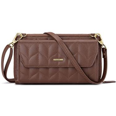 Imagem de nuoku Carteiras femininas com compartimentos para cartão de crédito com bloqueio de RFID, carteira de pulso de grande capacidade, 4 - Design de café