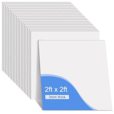 Imagem de Tondiamo 24 peças de azulejo de teto branco de PVC liso instalação à prova d'água lavável e com classificação de fogo painel de PVC para evitar quebras (0,6 x 0,6 m)