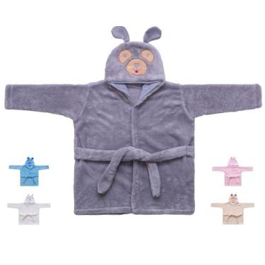Imagem de Roupão de microfibra ml bichinhos c/ capuz liso ii infantil enxoval - 