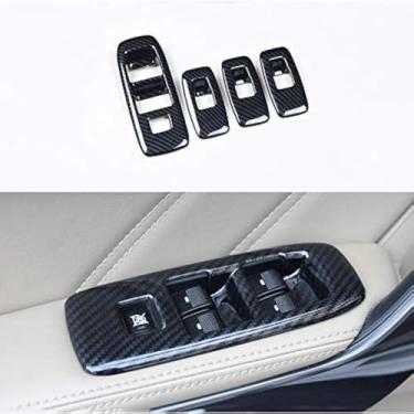 Imagem de ruihe 4 peças de fibra de carbono para painel de elevação de janela para porta Ford Ranger 4 portas 2015 2016 2017 2018 2019 2020