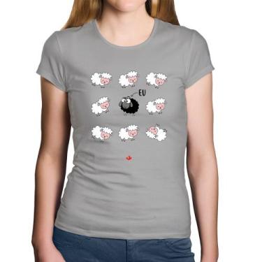 Imagem de Baby Look Algodão Ovelha Negra - Foca na Moda, Cinza, P