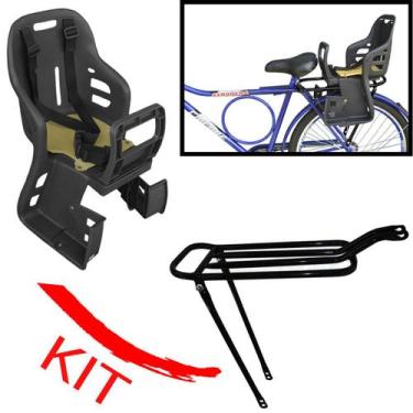 Imagem de Cadeirinha Infantil P/ Bike Traseira Cores + Bagageiro Apoio Fixação S