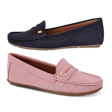 Imagem de Kit 2 Mocassins em Camurça Femininos Super Confort - Novo Hábito, Azul