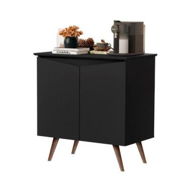 Imagem de Buffet aparador Enc. fechado 2 Portas close retrô cor Preto fosco pés 