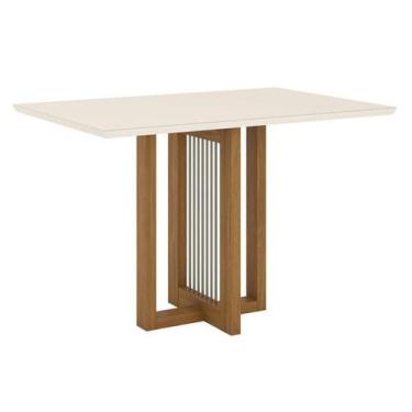 Imagem de Mesa de Jantar Natalí 120 cm Canto Reto com Vidro Nature Off White - H