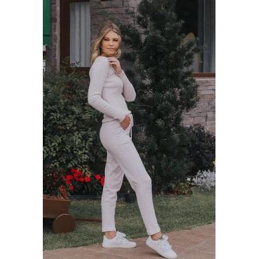Imagem de Conjunto Trança Tricot Feminino - Michele Tricot, M, Rosa pastel