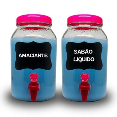 Imagem de 2 Dispenser De Vidro Com torneira capacidade 3L Sabão Liquido, Amacian