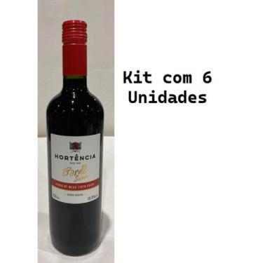 Imagem de Kit 6 Un Vinho Hortência Bordô Suave 750 ml