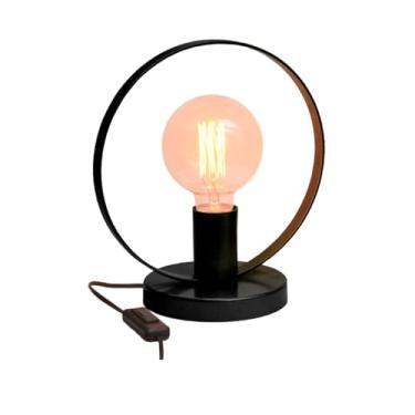 Imagem de Abajur Sala Quarto Luminária De Mesa Industrial Joy Arco E27 (Preto)