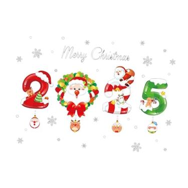 Imagem de UGPLM Adesivo de janela de Natal do Papai Noel, decalque de rena do Papai Noel do floco de neve do feriado para festa de vidro de janela, B