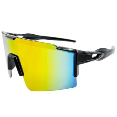 Imagem de Óculos De Sol Esportivo Joachim Running M46428 Masculino e Feminino Com Tecnologia UV400 (Preto Amarelo - Cor 1)