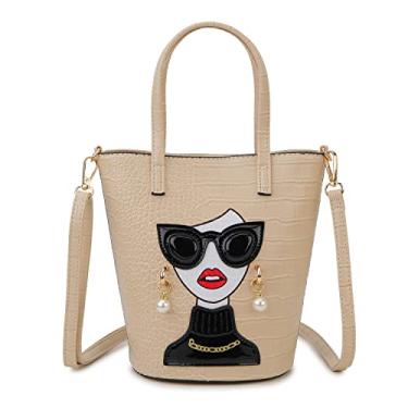 Imagem de ENJOININ Novidade Bolsa feminina 3D com alça superior, bolsa clutch para mulheres, bolsas de ombro exclusivas, Damasco