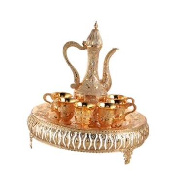 Imagem de Conjunto de jarro de vidro de vinho de metal, bule, bandeja de chá, copos de metal, decoração de casa, luxo, kits de pote de vinho europeu para,