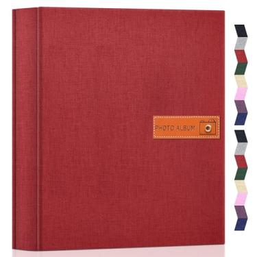 Imagem de popotop Álbum de fotos 10 x 15 cm com 1000 bolsos com etiqueta, álbuns de fotos de capa dura de linho para presentes de casamento, memória de bebê, viagem, aniversário, escola britânica, livro de