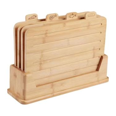 Imagem de Ioensy 4Pcs Tábua de corte de madeira com suporte Tábua de cozinha portátil para pizza ao ar livre de corte para para pão Carne Frutas