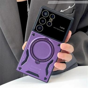Imagem de Capa para Samsung Galaxy S24 S23 Ultra Plus Note 20 FE A54 A34 Suporte de anel magnético Proteção Suportes Kickstand Capas, Roxo, Para Samsung S22 Utra