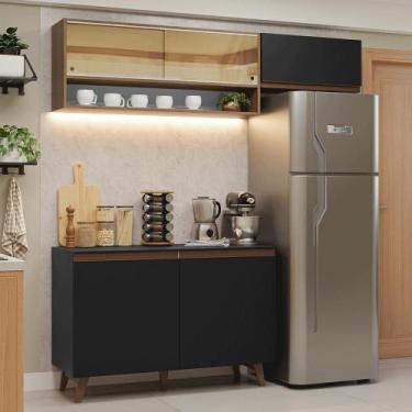 Imagem de Armário de Cozinha Compacta 190cm Reims Madesa 07, Preto/Rustic