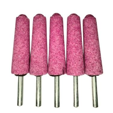 Imagem de Kit 5 Ponta Montada Pedra Rosa Para Retífica A3 22,5X69,8mm Haste 1/4 