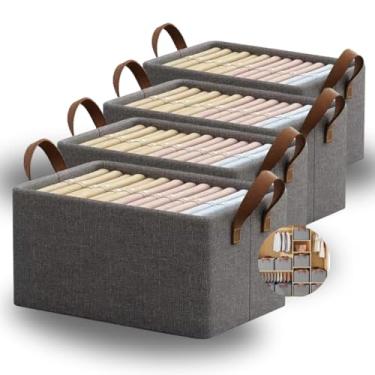 Imagem de Cesto Organizador Para Roupas Multiuso Caixa Dobrável Cinza Com Alças Dupla Amplo, Resistente, Durável, Lavável Espaçosa Para Gavetas, Roupas, Acessórios e Organização de Espaços (4)