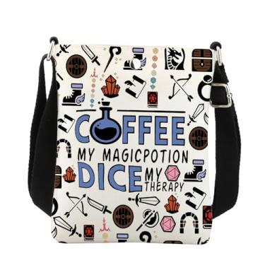 Imagem de Bolsa tiracolo Dice Dnd Dungeon Master Gifts Dnd Dice Gifts Coffee My Magic Potion Dice My Therapy Dnd Game Gifts Sling Bag, Branco