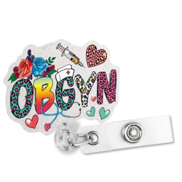 Imagem de Sixrip Bobina retrátil para crachá OBGYN com clipe jacaré, suporte de crachá engraçado para enfermeiras de obstetrícia e ginecologia, presentes de agradecimento de enfermeira obstetrícia, presentes de