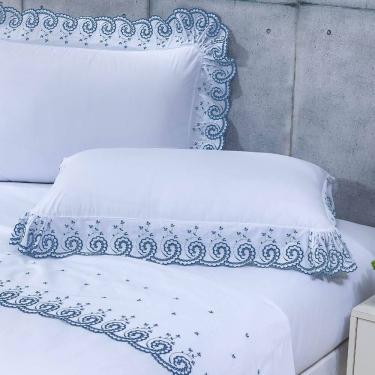 Imagem de Jogo de Lençol King Mistral Percal 200 Fios 100% Algodão 4 Peças - Topazio