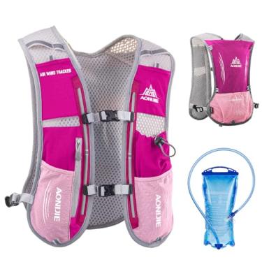 Imagem de JEELAD Mochila de hidratação para corrida 5L para ciclismo de corrida Maratona (Vermelho rosa (5L) - com bexiga de água de 1,5 L)