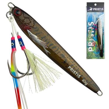 Imagem de Pristis Gabaritos de pesca em água salgada de 40 ml, colher de metal Speed Pitch, isca vertical de fundição longa rápida, isca de lâmina de chumbo afundando em alto mar, equipamento de peixe com