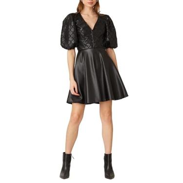 Imagem de Shoshanna Minivestido feminino Oakley Embrodiered de couro sintético, Jato, 5