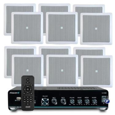 Imagem de Kit Som Ambiente Teto Gesso Embutir Frahm Slim 2000 Bluetooth Usb + 12