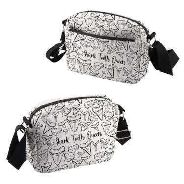 Imagem de VAMSII Sh-ark Teeth Design Gift Sh-ark Tooth Queen Bolsa tiracolo caçador de fósseis bolsa de viagem Sh-ark Teeth Lover Merch, Dente de tubarão Queen B C