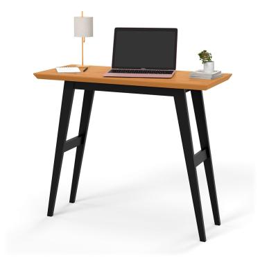 Imagem de Escrivaninha Notebook Office Cantinho do Estudo Quarto Escritório Aparador Hall de Entrada Sala de Estar Harvard - Freijó/Preto