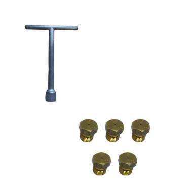 Imagem de Kit Bico Injetor Gás Glp Fogão Cooktop Fischer 1642 5 Bocas Antigo + C