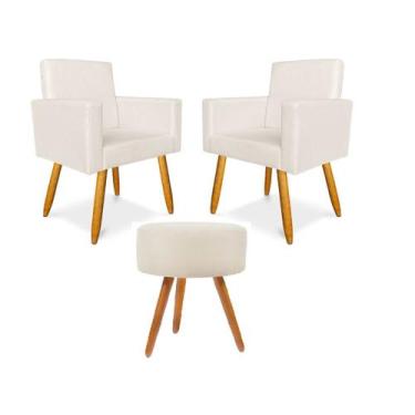 Imagem de Kit 2 Poltrona Nina  1 Puff Consultório Escritório Recepção quaro cama