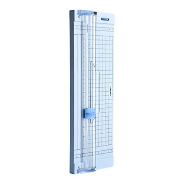 Imagem de Aparador de papel portátil, cortador de papel A4, ferramenta artesanal de scrapbook, cortador de papel para artesanato, cupom, etiqueta e cartolina (cor: branco) (azul)