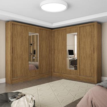 Imagem de Closet Casal Duplo Fortaleza 6 Portas Com Espelho 12 Prateleiras