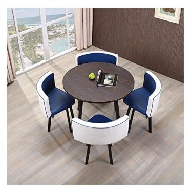 Imagem de AKALNNB Mesa de conferência de escritório conjunto de mesa de centro de negócios pequena mesa redonda simples mesa de recepção e cadeira negociação reunião recepção mesa e quatro Ch