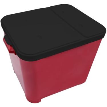 Imagem de Container Caixa Organizadora de Plástico com Tampa, Vermelho e Preta, Empilhável, para Armazenamento 15 KG Furacao