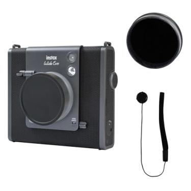 Imagem de HIYQIN Tampa de lente compatível com Fuji Instax Wide Evo, acessórios de lente para Fujifilm Instax Wide EVO capa de lente de alumínio anti-arranhões com cordão antiperda - preto